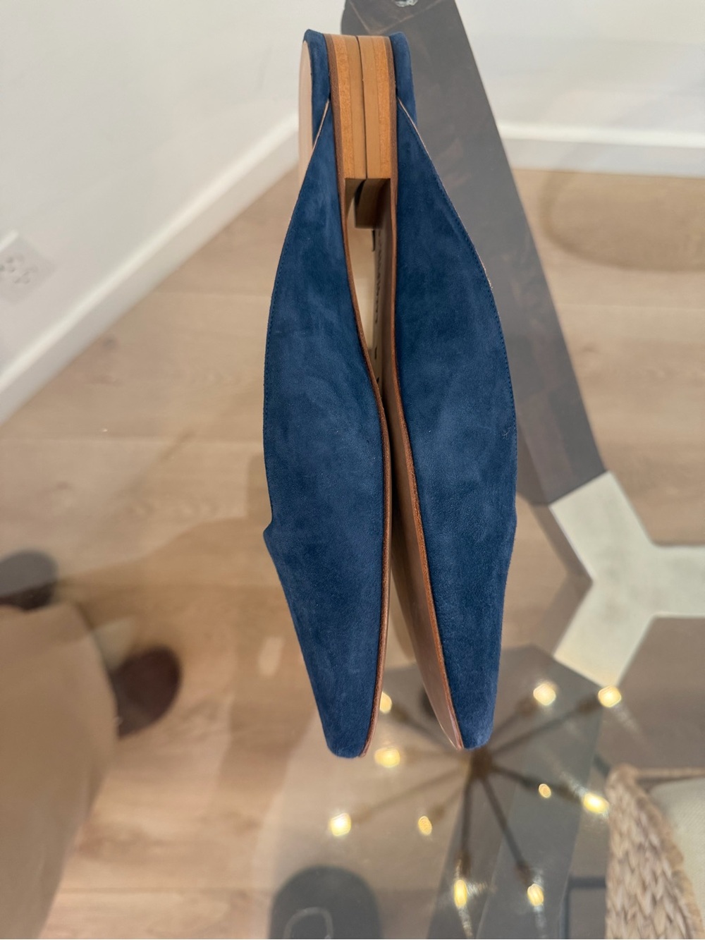 Lafayette 148 Navy Blue Suede Italian Leather Mule Flats EU 39 - Picture 6 of 11